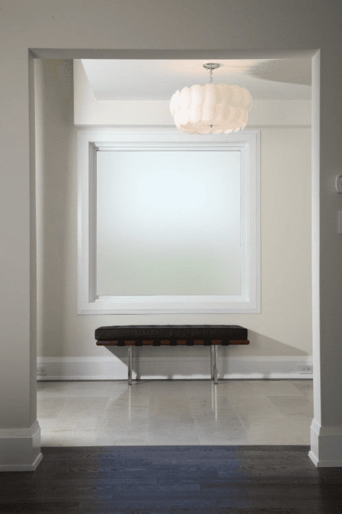 WTC Frost Etched Premium INT applied to glass (illustrative)